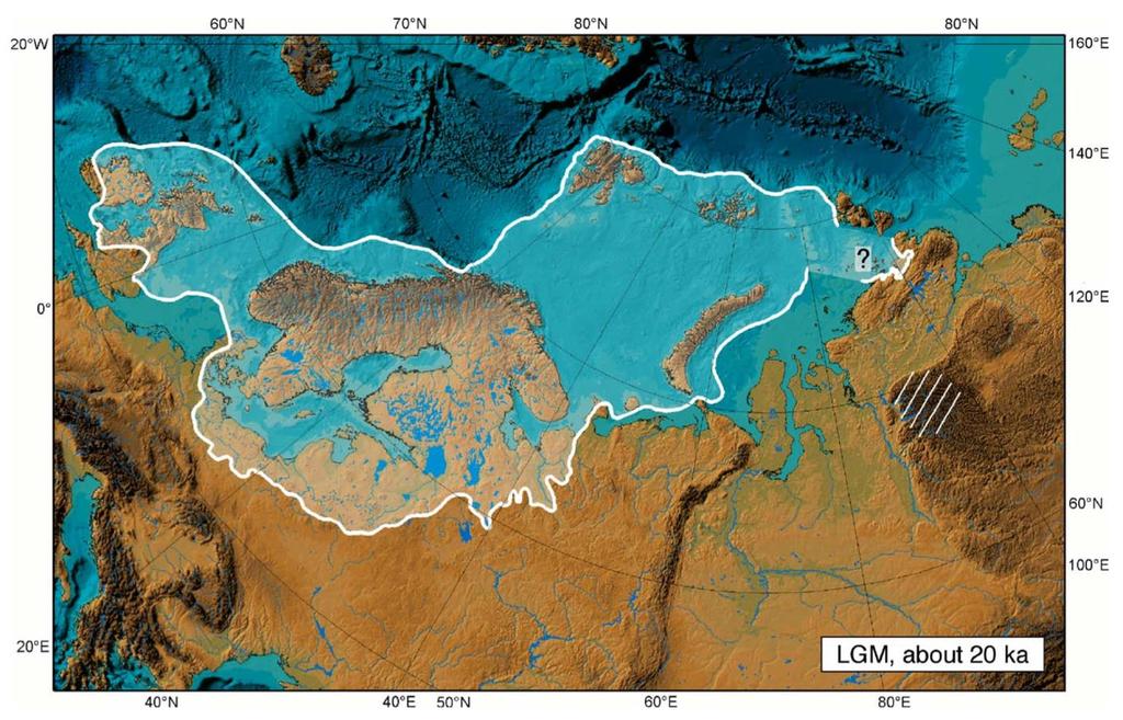 Kapittel 1 INNLEDNING Figur 1. 3. Det Eurasiske isdekkets geografiske utstrekning under siste istids maksimum (LGM). Hentet fra (Svendsen et al., 2004).