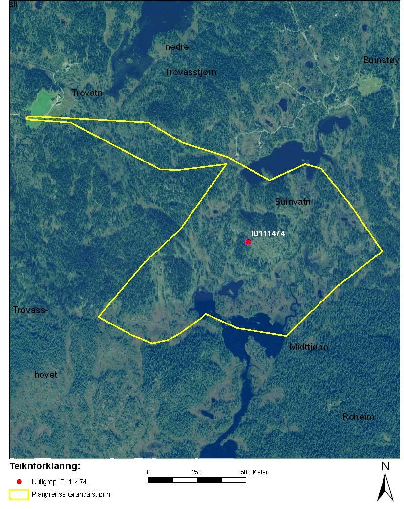 Kart 5. Planområdet orto-kart med teiknforklaring.