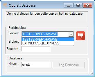Konfigurasjon av HAsave før første gangs bruk med ny database. Du har nå på PC fått noen nye programmer som ligger under programmappen cdsoft. Start opp «Lag Database».