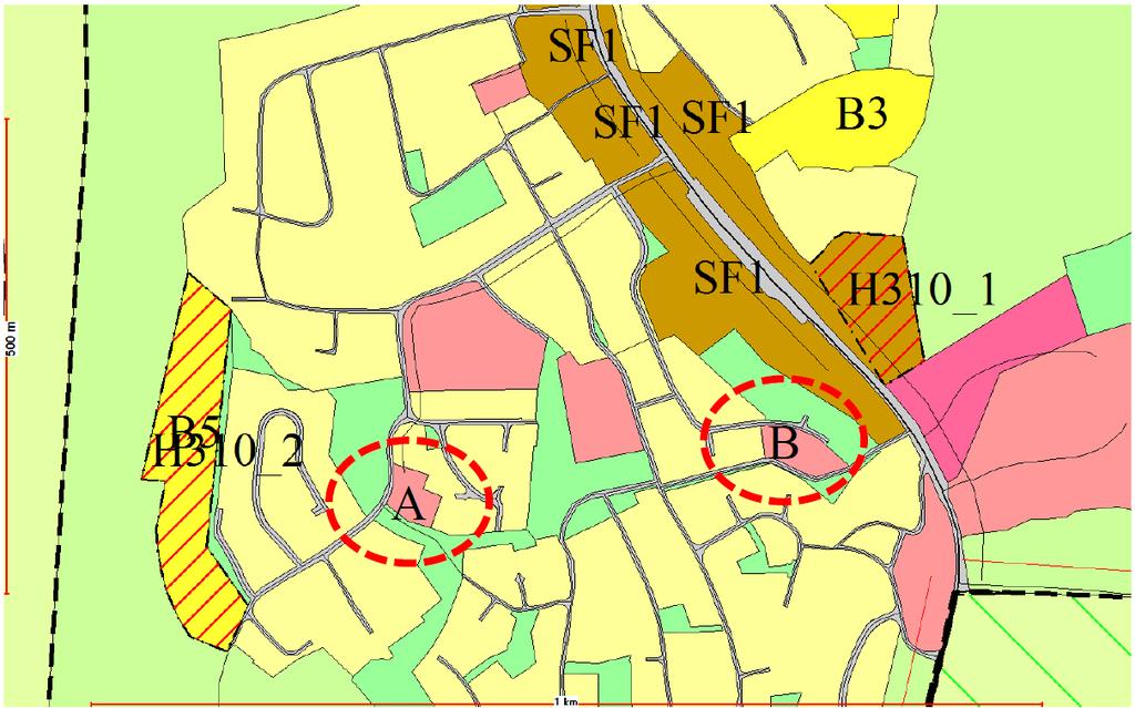 A: viser tomt med arealformål offentlige tjeneste Brekkeåsen barnehage B: viser tomt med arealformål til offentlige tjeneste tidligere statsbygg