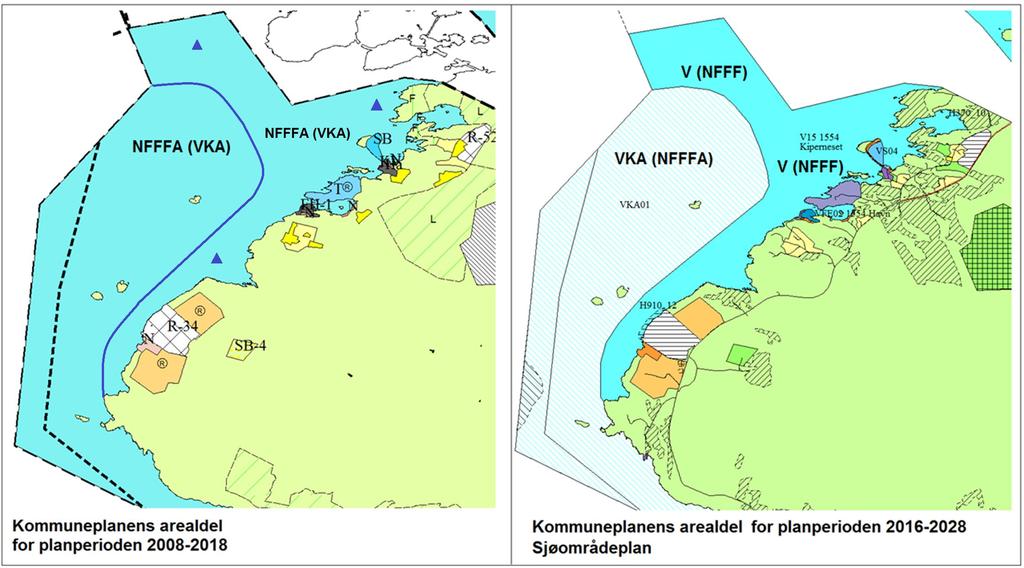 Areal i sjø Arealformål i gjeldende plan (kommuneplanens arealdel 2008-2018) Vurderes endret til arealformål Kiperneset Atlanterhavsveien (ca.