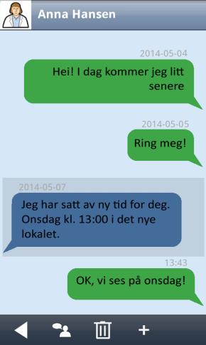 2. Bruke SMS Hvordan meldingene skal vises kan stilles inn i 2 ulike måter: Samtale eller Mapper.