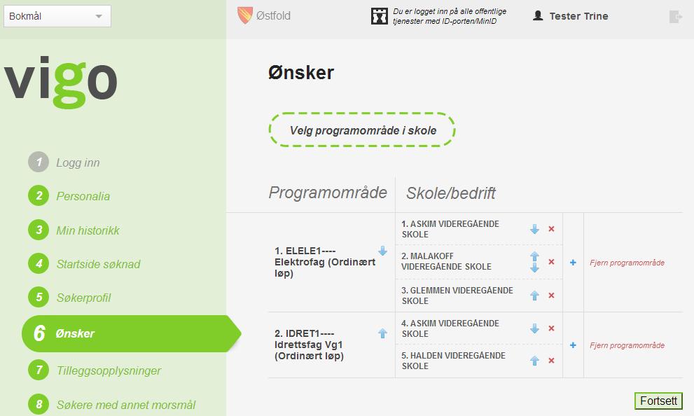 Oversikt over registrerte ønsker