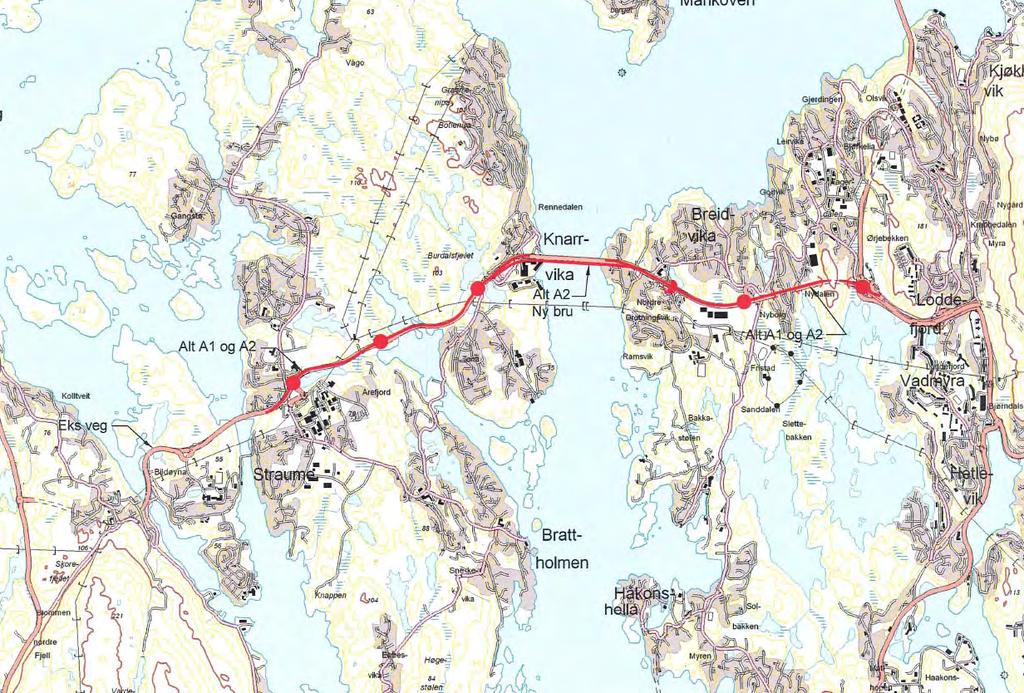 1.3 Aktuelle alternativ Hovudkonsept 1: Kollektivprioritering Alternativet er basert på rikspolitiske retningsliner for samordna areal- og transportplanlegging (RPR).