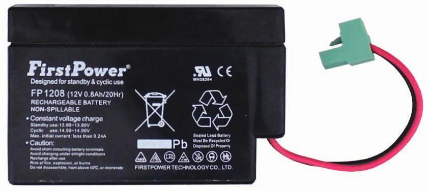 Reservedeler Batteri:12V, 0,8 Ah 62 96 25 Batteri:12V, 0,8 Ah Ventilregulert blybatteri som brukes i de fleste SafeLineprodukter, inklusiv reservebatteri.
