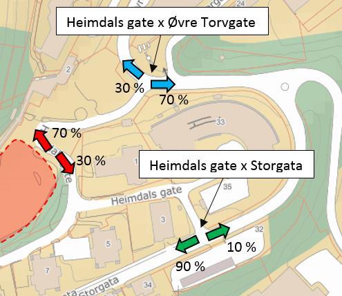 Figur 9: Anslått fordeling av nyskapt trafikk fra planområdet (kartkilde: kart.finn.no). 3.