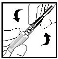 f. Plassering av kanylen på sprøyten Kanylen leveres innpakket i plastikk slik at den holder seg steril.