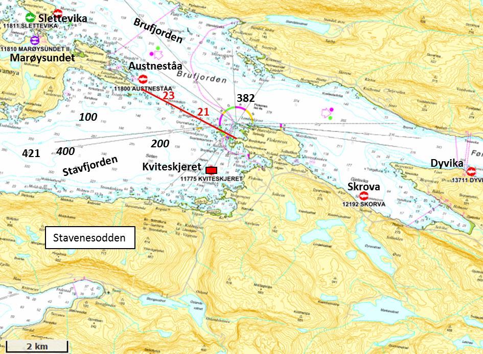 OMRÅDESKILDRING Lokaliteten Kviteskjeret ligg nord i Askvoll kommune i Sogn og Fjordane. Lokaliteten ligg inst i Stavfjorden like sørvest for Flokeneset (figur 1, figur 2).