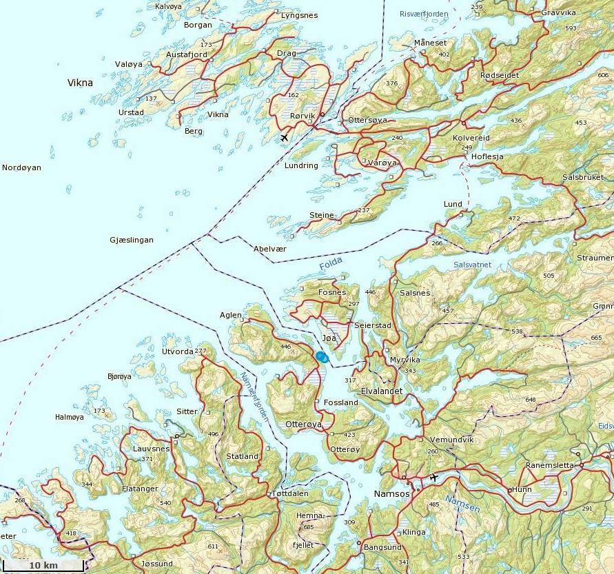 2. Områdebeskrivelse Saltkjelvika ligger i Namsos kommune, Nord-Trøndelag. Saltkjelvika ligger i Raudsunda. Lokaliteten ligger på vestsiden av fjorden.