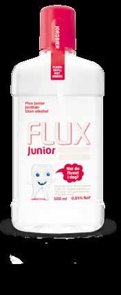 Fra før finnes Flux Junior fluorskyll, 0,05 % NaF i smaken