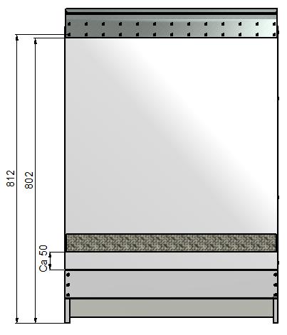 Ca 50mm opp fra bunn av anlegget.