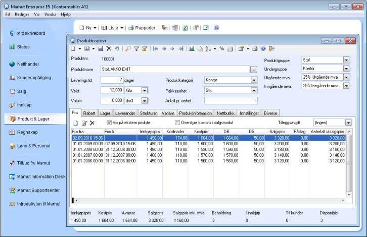 Opprette et nytt produkt Mamut Business Software Før du kan fakturere må du også opprette et produkt.