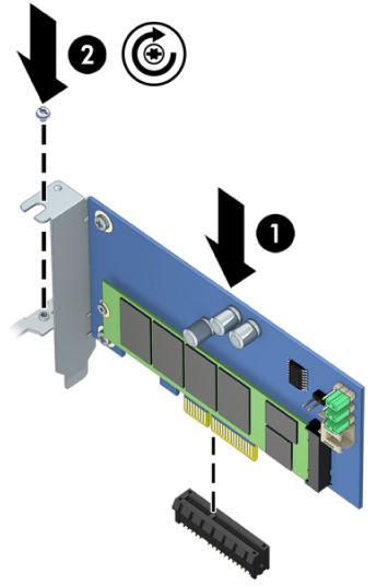 2-kontakten (1), og sett deretter skruen inn i sporet i modulen (2).