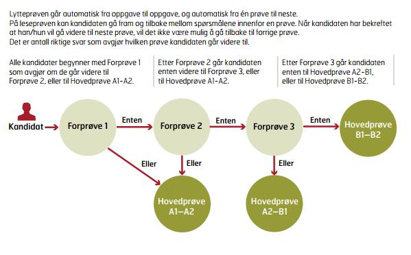 14 frem og tilbake mellom oppgavene i hver del ved å klikke på forrige- og nesteknappene på skjermen. Etter at de er ferdig med en del, blir de bedt om å gå videre til neste del.