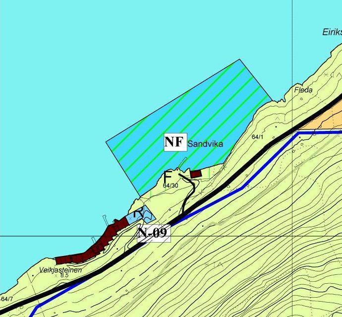 5. GJELDANDE PLANSTATUS OG OVERORDNA RETNINGSLINJER I kommunedelplanen for Mauranger-området (Figur 2) er planområdet regulert til næringsverksemd reiseliv, naustområde, LNF-område der friluftsliv er