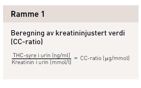 15 Vurdering av THC-syre konsentrasjon THC-syre konsentrasjonen påvirkes av Mengden THC-syre som utskilles