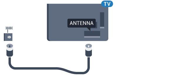 Plugg antennestøpselet godt fast i antenneuttaket bak på TV-en. Du kan koble til din egen antenne eller et antennesignal fra et antennedistribusjonssystem.