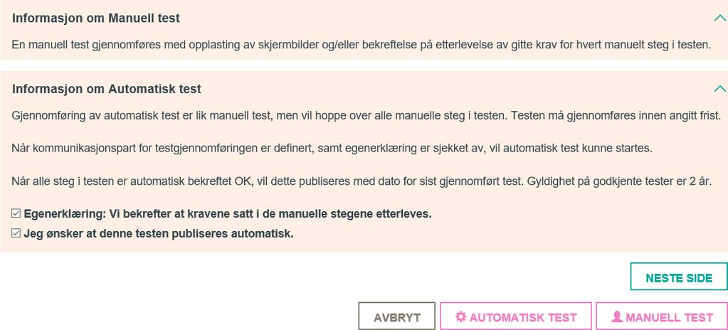 Hvis testen har lagt opp til bruk av kopimottaker, må dere også oppgi kommunikasjonspart fra deres egen virksomhet som skal være kopimottaker i testen.