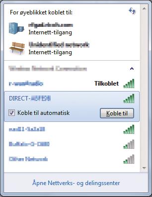 SP C260DNw/C262DNw Før du utfører følgende prosedyre, aktiver Wi-Fi Direct-funksjonen på din datamaskin. For detaljer om aktivering av Wi-Fi Direct-funksjonen, se datamaskinens veiledning.