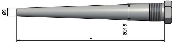 BESTILLINGSKODE TL-Snap Beskyttelseslomme maskinert, snap-on Diameter - D 9 9 mm tupp, 14,5 mm ved gjenge.