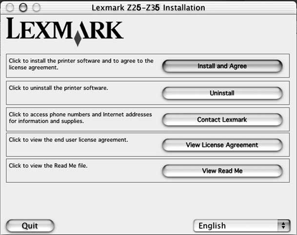 Mac OS X, versjon 10.0.3 til 10.1 Du kan se på side 8 for å installere skriverprogramvaren for Windows. Du kan se på side 12 for å installere skriverprogramvaren for Mac OS 8.6 til 9.2. Lukk alle åpne programmer.