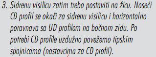 Pri montaži treba voditi računa o maksimalno dozvoljenim razmacima CD profila i vijaka kojima se ploče učvršduju zapotkonstrukciju.