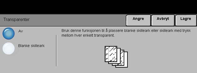 Transparenter Kopiere Med denne funksjonen kan du opprette et enkelt sett transparenter med blanke skilleark.