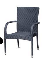 Stabelbar stol i sort kunstrotting. Partikjøp NCA105.