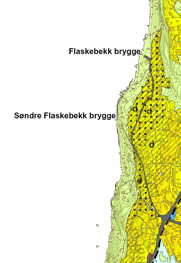 Figur 1 Utsnitt av kommuneplanens arealdel for Flaskebekk.