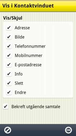 1 Kontaktliste Her velger man følgende: Listetype: Rader, Rutenett 4x3 eller Rutenett