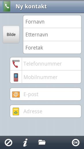 2.3 Legge inn kontakt Når man velger Ny kontakt i Kontaktmenyen eller Ny/Endre i Sorter kontakter vises dette vinduet.