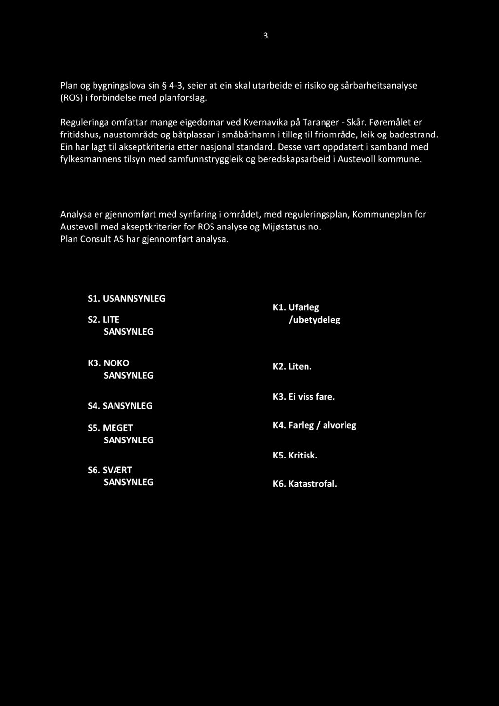 3 1. Bakgrunn Plan og bygningslova sin 4-3, seier at ein skal u tarbeide ei risiko og sårbarheitsanalyse (ROS) i forbindelse med planforslag.