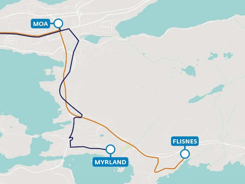 Endringar Moa - Blindheim/Flisnes (linje 618) Kvartersavgangar Moa Blindheim Ny rute til Flisnes går raskaste veg, via Blindheimstunnellen Avgangane til