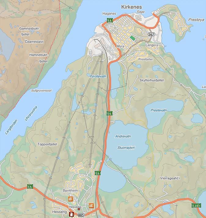 Helse Finnmark HF Endring av reguleringsplan for nye Kirkenes Sykehus 2 Dagens forhold 2.