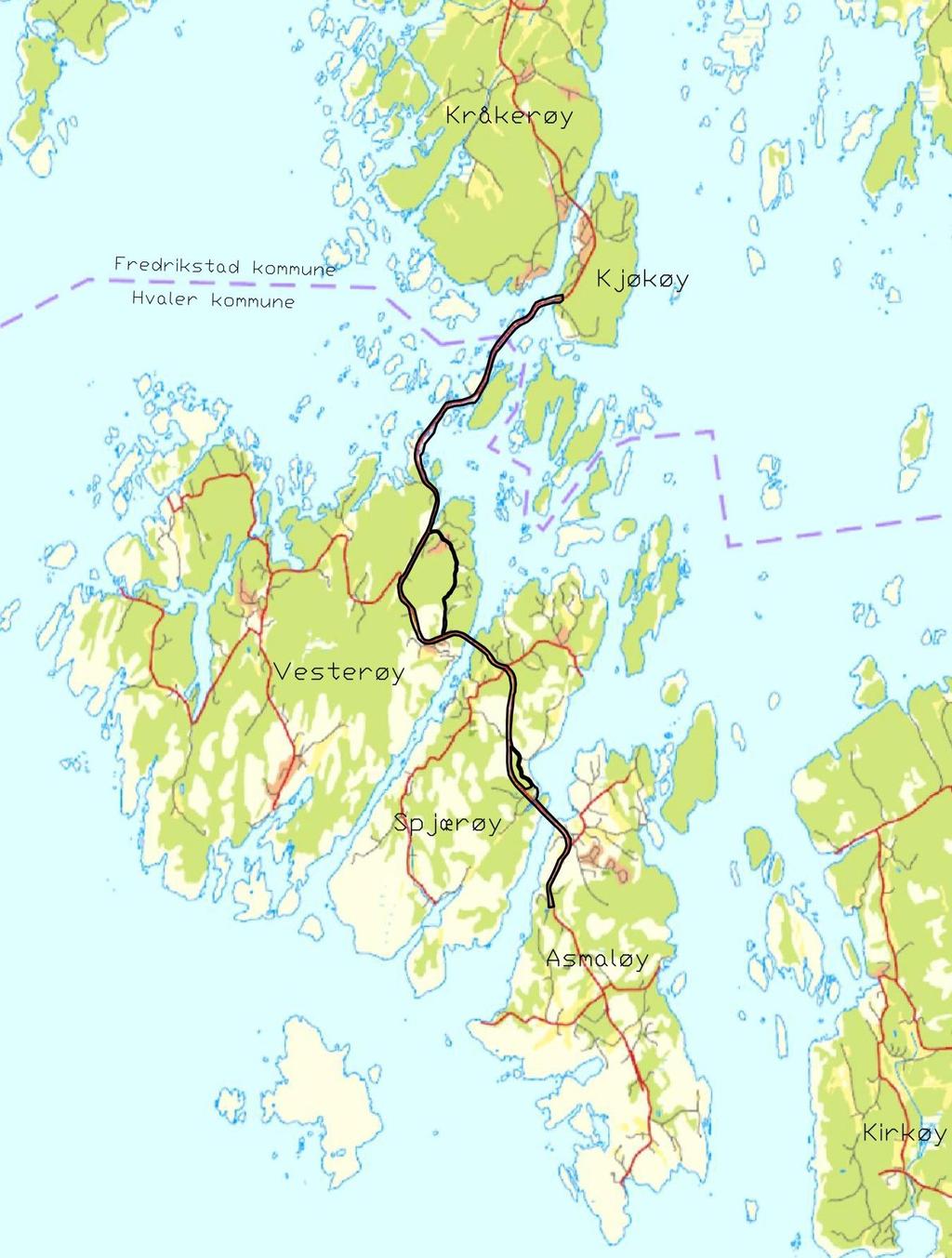 7 (30) 2. PLANOMRÅDETS BELIGGENHET OG AVGRENSNING Planområdet ligger langs Fv. 108 fra Puttesund i nord til Åsebu, Asmaløy i sør. Dette er en strekning på ca.