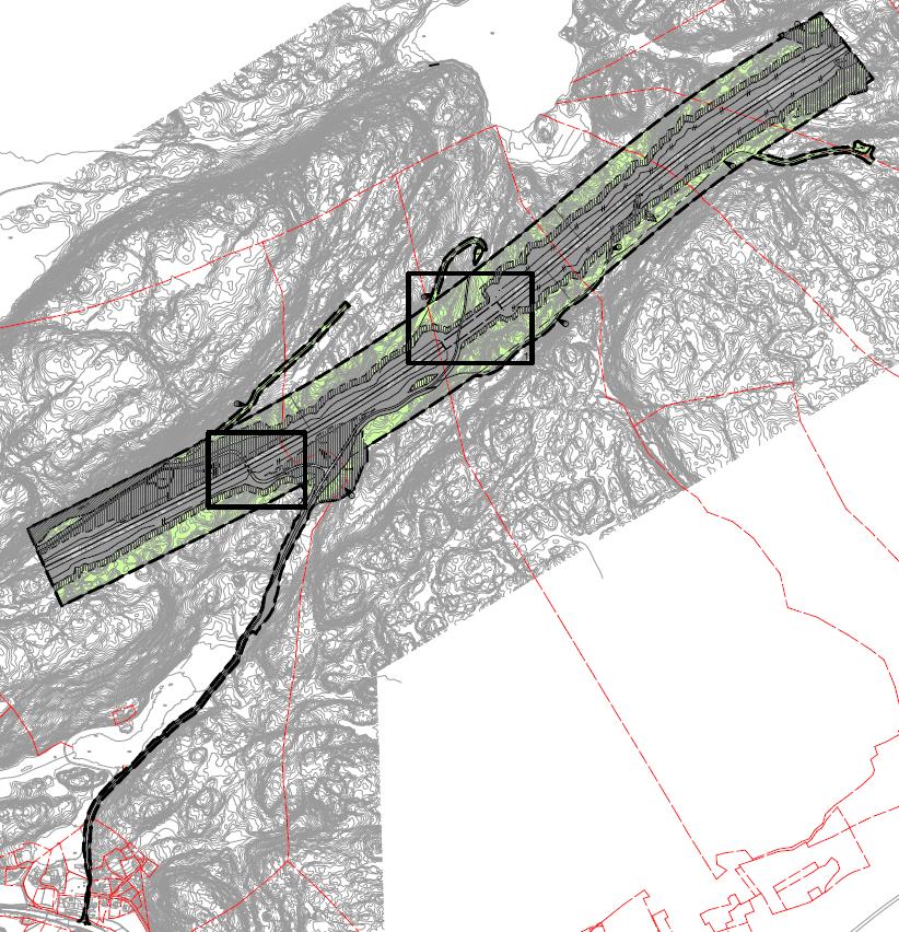 8 4 Planforslaget 4.1 Plankart Under vises plankart for E18 Rugtvedt Dørdal, R07 Rønholtdal bru.