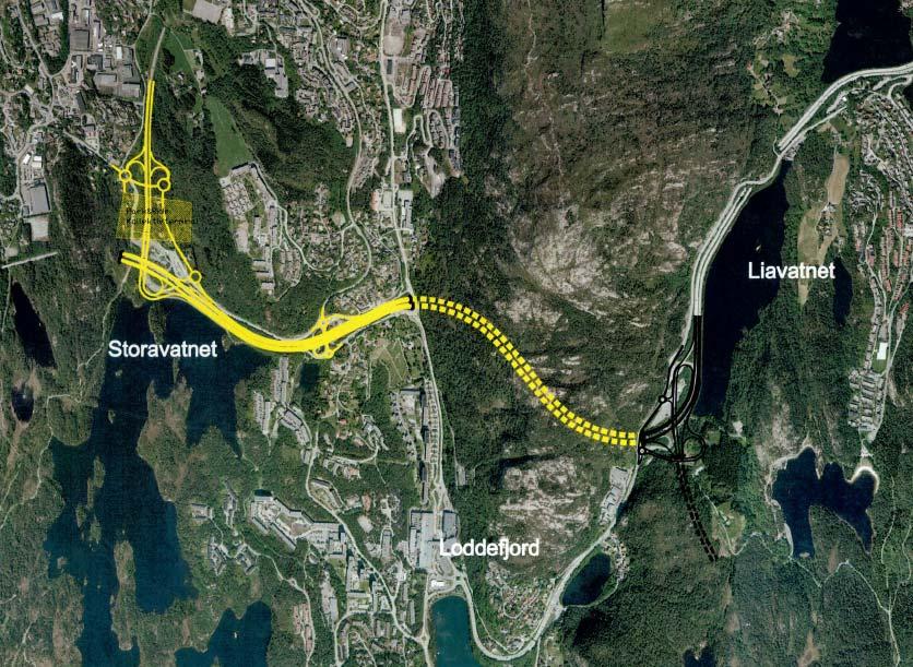 2 1 Innledning I forbindelse med ny Sotraforbindelse planlegges også oppgradering av strekningen fra Storavatnet til Liavatnet, med tilknytning til Ringvei Vest.