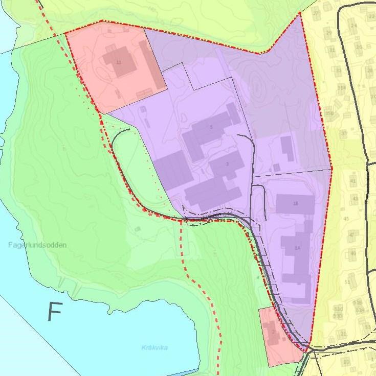 4.2 Planavgrensning Planområdet omfatter området som er avsatt til næring og offentlig og privat tjenesteyting i kommuneplanens arealdel. Områdets avgrensing vises under dette avsnitt.