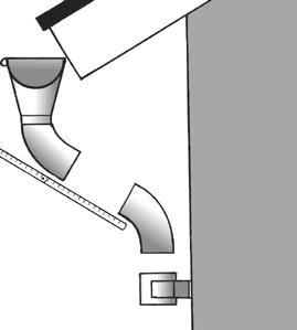 Nedløpsrør Rørklammer murvegg 17 Montér et bend på nedløpskummen og mål avstanden som vist på figur. Kapp mellomstykke 12 cm lengre enn avstanden mellom bendene.