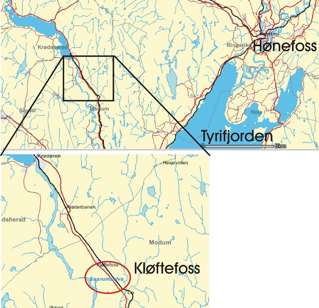 2 1 Innledning I forbindelse med planlagt uttak av løsmasser ved Kløftefoss i Modum kommune er det gjennomført en vurdering av tiltakets innvirkning på hydrogeologiske forhold Det aktuelle området