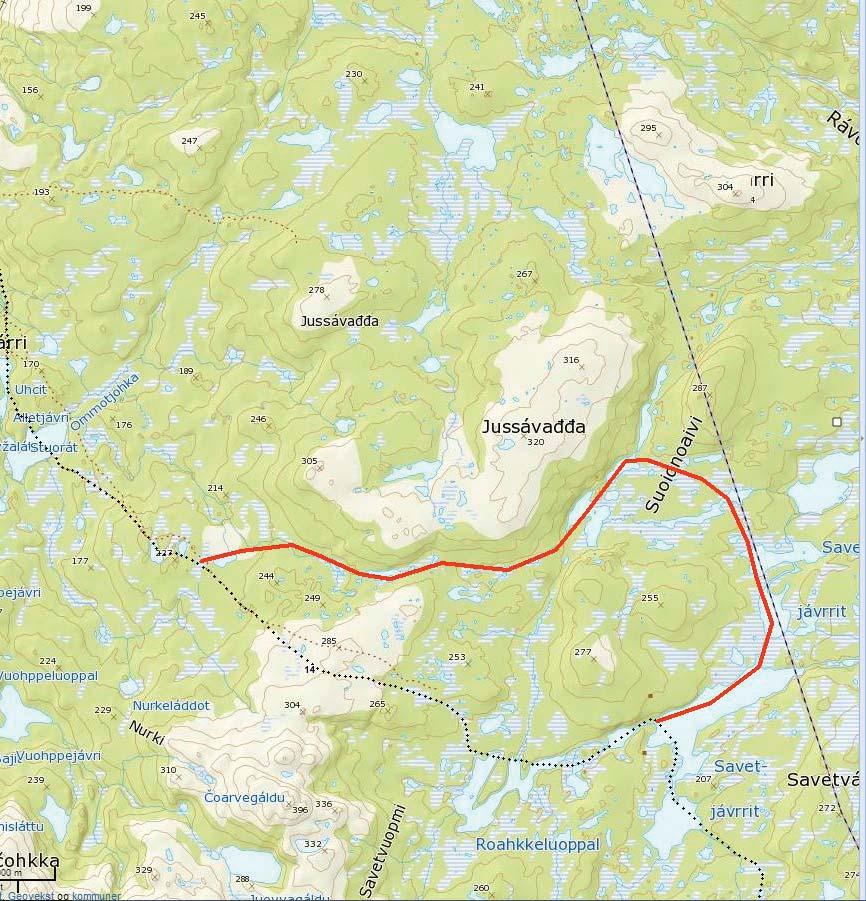 Løype 14: Omstikkingsløype til bruk på våren. Ny løypetrasé Arctic trail (Skiippagurra til kommunegrense Nesseby).