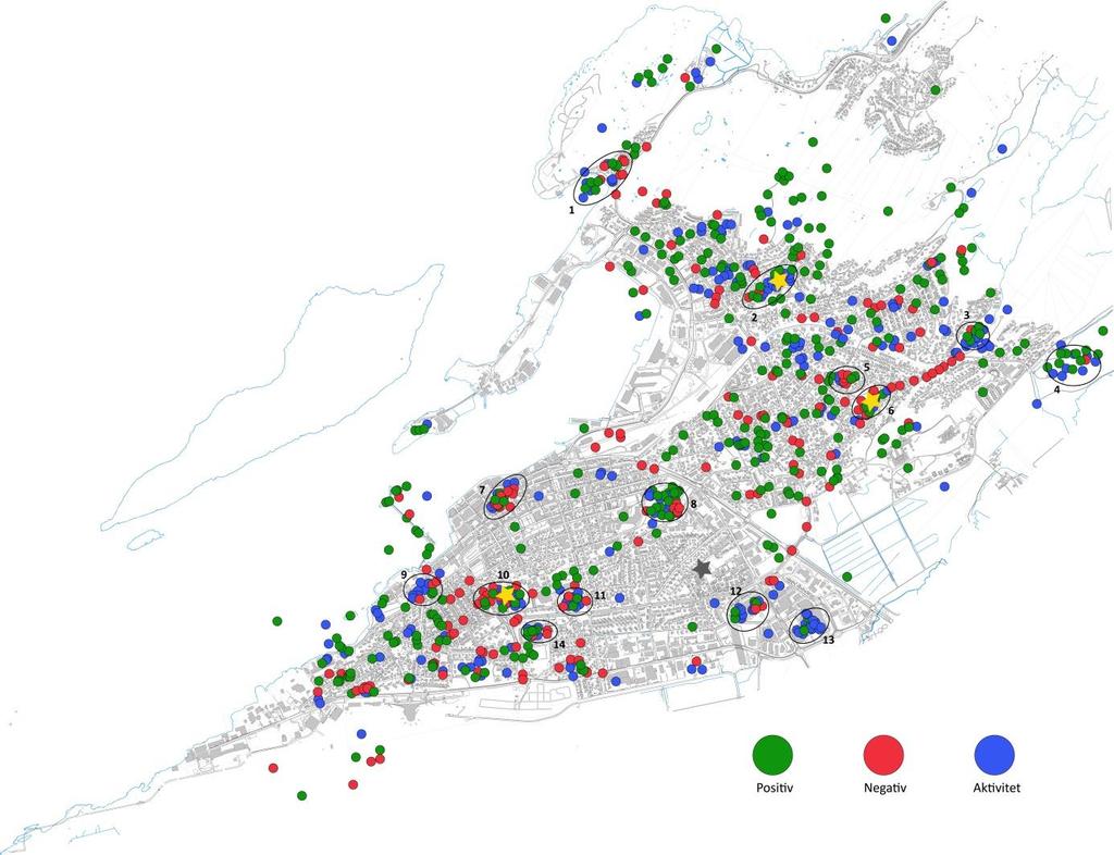 registreringene fra 2015. Blant annet er Nordstrandveien registrert som henholdsvis trafikkert/farlig eller sted man unngår i begge registreringene.