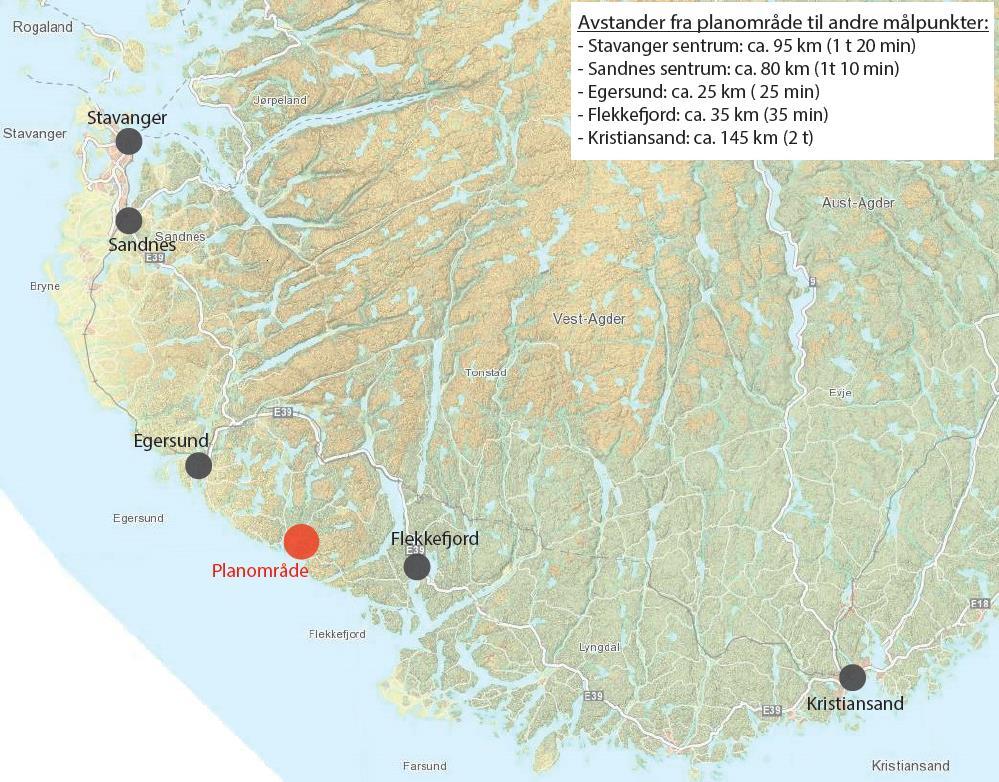 2 DAGENS SITUASJON 2.1 Beliggenhet Planområdet ligger i Hauge i Sokndal kommune. Sokndal er den sørligste kommunen i Rogaland, og grenser mot Egersund, Lund og Flekkefjord kommune. Figur 2.