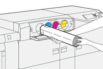 Vedlikeholde maskinen 2. Legg papir på gulvet før du tar ut kassetten. Papiret fanger opp eventuell søling av fargepulver. 3.