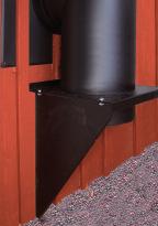 Montering av utvendig bakmontert skorstein gjelder ikke Permeter Vent Plasser ovnen mot veggen med metall- /glassplaten under. Det enkleste er å tegne rundt røykrøret.