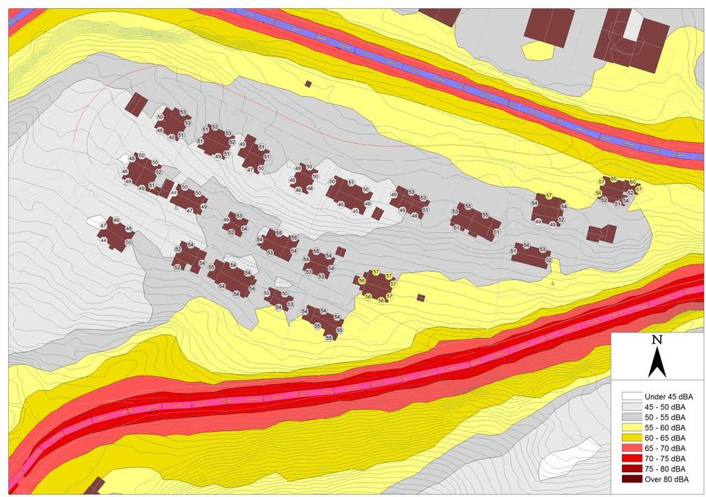 5.3 EKSTREMSITUASJON MED 100 % TRAFIKKVEKST Figur 6 ogfigur 7 viser situasjon etter regulering, med en trafikkvekst på