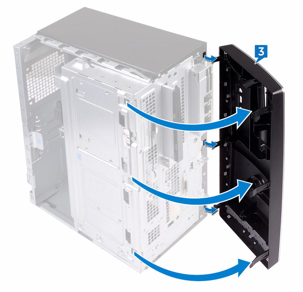 3 Rotate and pull the front bezel away from the front of the