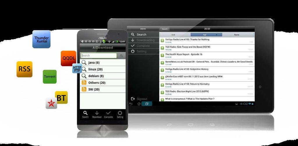 en mobil app som brukes med ASUSTOR Download Center slike at
