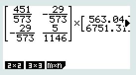 matrise F4 (MATH) F1 2x2 Utfør ^-1 3.
