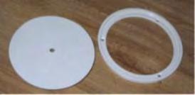 Innvendig diameter = 111,2 mm. Aluminiumsdeksel m/ring, 186 mm.